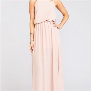 Show Me Your Mumu Dusty Blush Crisp Halter Dress